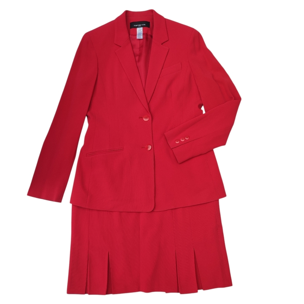 Jones New York Red Blazer and Skirt Suit 6P